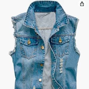 MENS DENIM JEAN SLEEVELESS JACKET WAISTCOAT